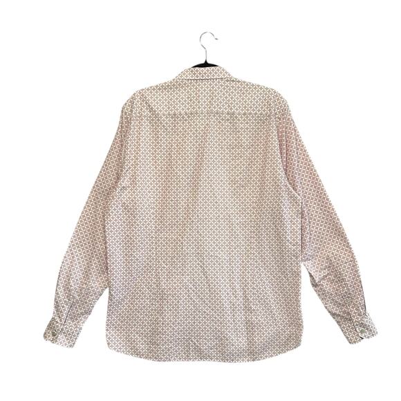 Ted Baker Cotton Button Down Shirt Men's Sz 5 (L) Pink Geometric Print Modern - Picture 2 of 6